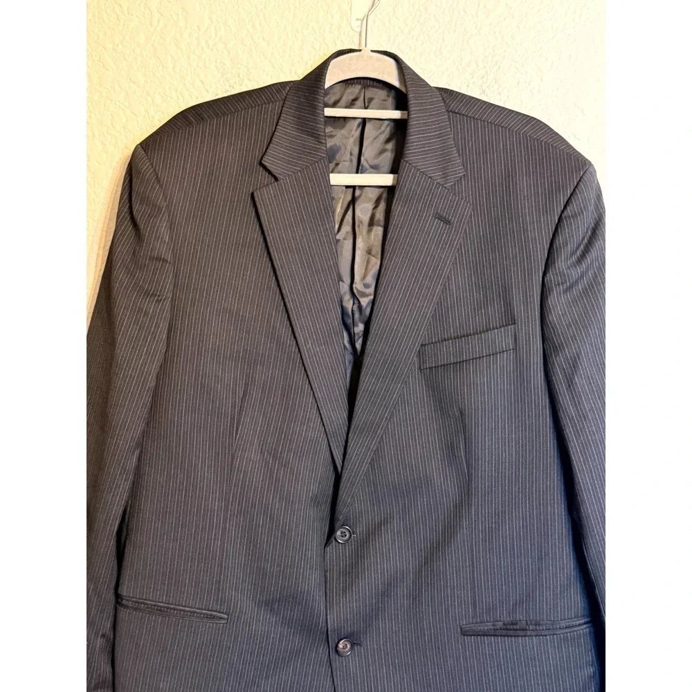 Lauren Ralph Lauren Jacket Men 46R Black Wool Striped Utility Press Low Moisture